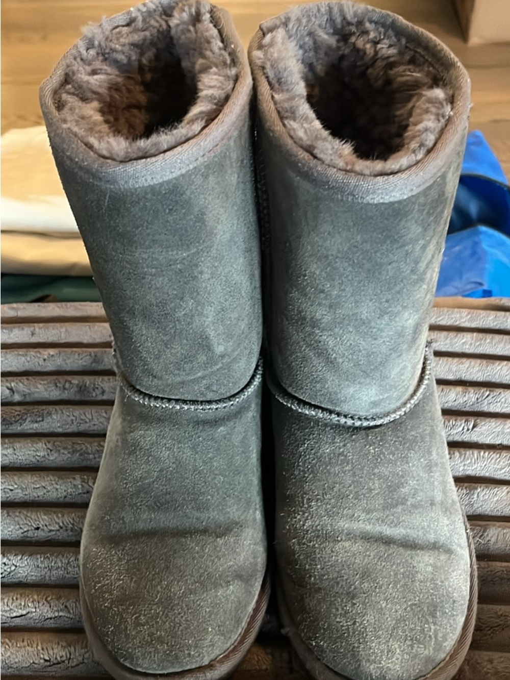 Minnetonka Gray Suede Faux-Fur Winter Boots